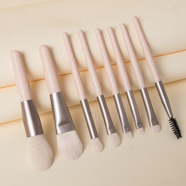 8 Piece Mini Makeup Brush Set w/ Travel Bag