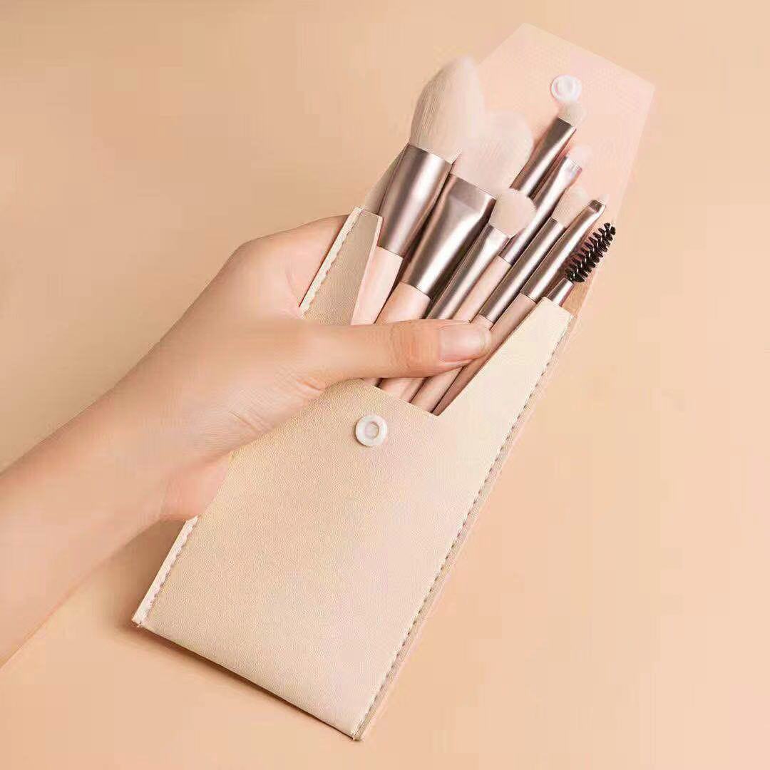 8 Piece Mini Makeup Brush Set w/ Travel Bag