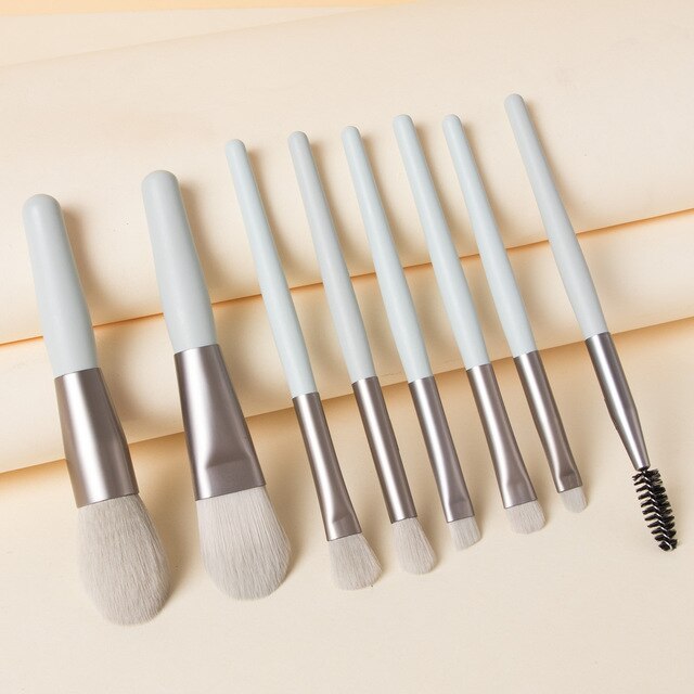 8 Piece Mini Makeup Brush Set w/ Travel Bag