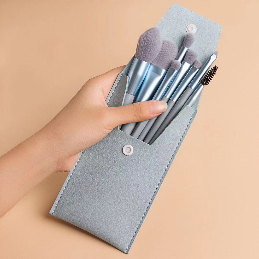 8 Piece Mini Makeup Brush Set w/ Travel Bag